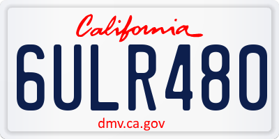 CA license plate 6ULR480