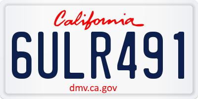 CA license plate 6ULR491