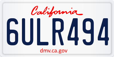 CA license plate 6ULR494