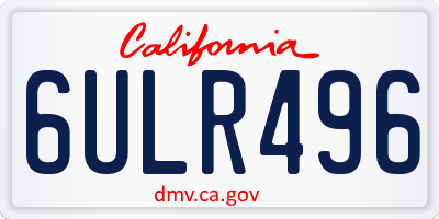 CA license plate 6ULR496