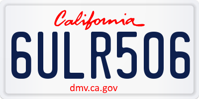 CA license plate 6ULR506