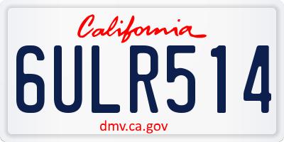 CA license plate 6ULR514