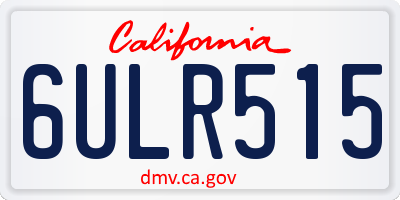CA license plate 6ULR515