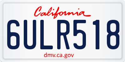 CA license plate 6ULR518