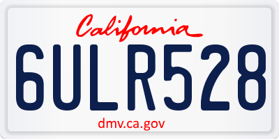 CA license plate 6ULR528