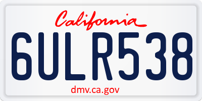 CA license plate 6ULR538