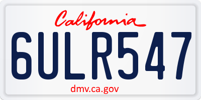 CA license plate 6ULR547
