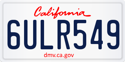 CA license plate 6ULR549