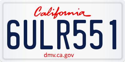 CA license plate 6ULR551