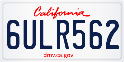 CA license plate 6ULR562