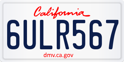 CA license plate 6ULR567