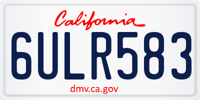 CA license plate 6ULR583