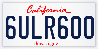 CA license plate 6ULR600