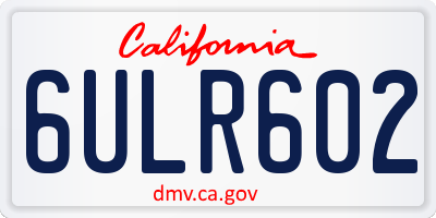 CA license plate 6ULR602
