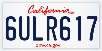 CA license plate 6ULR617
