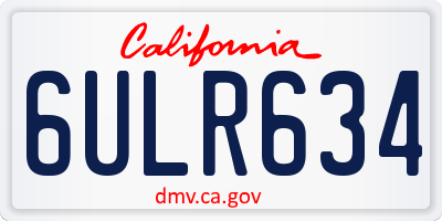 CA license plate 6ULR634
