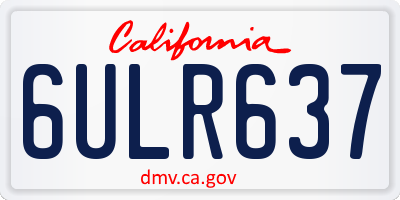 CA license plate 6ULR637