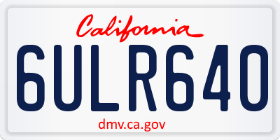 CA license plate 6ULR640