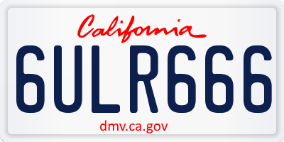 CA license plate 6ULR666