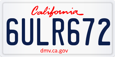 CA license plate 6ULR672