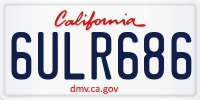 CA license plate 6ULR686