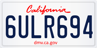 CA license plate 6ULR694