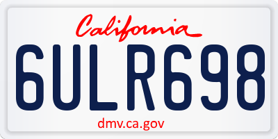 CA license plate 6ULR698