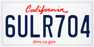CA license plate 6ULR704