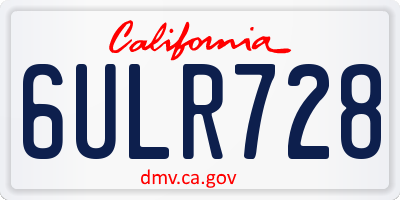 CA license plate 6ULR728