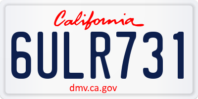CA license plate 6ULR731