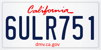 CA license plate 6ULR751