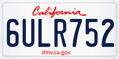 CA license plate 6ULR752