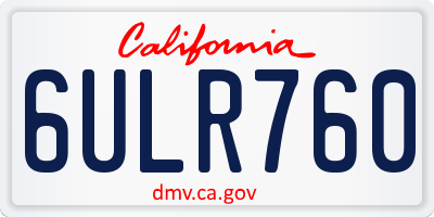 CA license plate 6ULR760