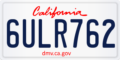 CA license plate 6ULR762
