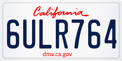 CA license plate 6ULR764