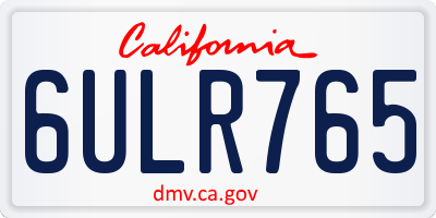 CA license plate 6ULR765