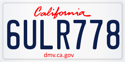 CA license plate 6ULR778