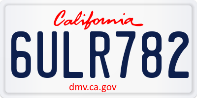 CA license plate 6ULR782