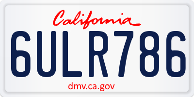 CA license plate 6ULR786