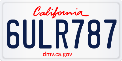 CA license plate 6ULR787