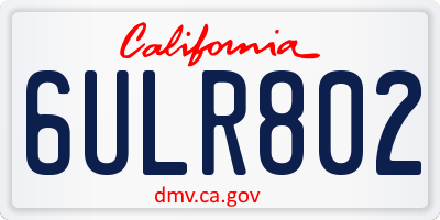 CA license plate 6ULR802