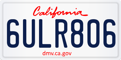 CA license plate 6ULR806