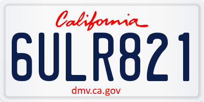 CA license plate 6ULR821