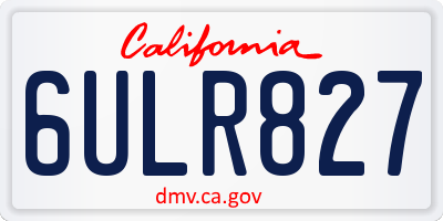 CA license plate 6ULR827