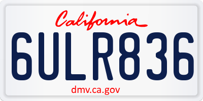 CA license plate 6ULR836