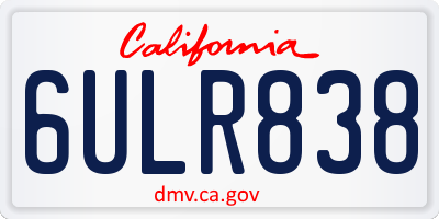 CA license plate 6ULR838