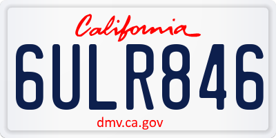 CA license plate 6ULR846