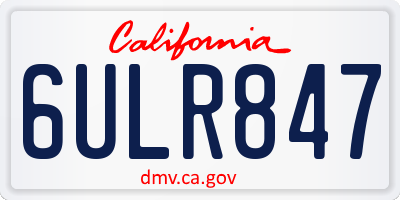 CA license plate 6ULR847