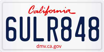 CA license plate 6ULR848