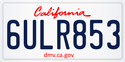 CA license plate 6ULR853